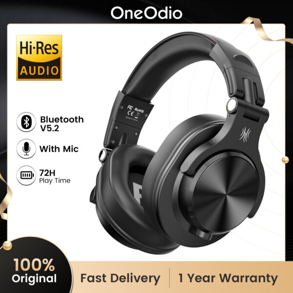 OneOdio A70 Wireless Bluetooth Headphones with Deep Bass and 72H Playtime