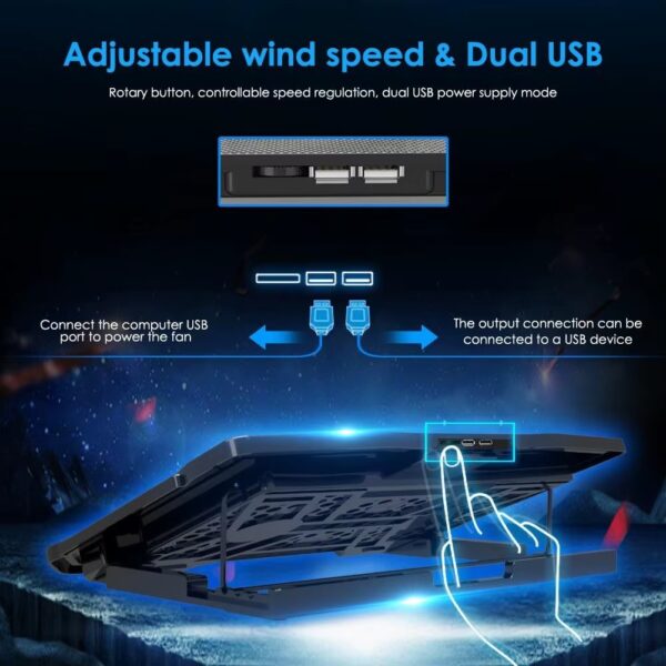 BLUELANS 2 USB Ports Six Cooling Fans Laptop Cooler Pad