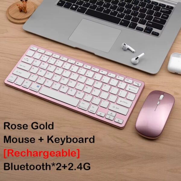 Mini Wireless Keyboard Mouse Combo Bluetooth 5.0 2.4GHz